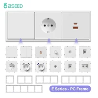 BSEED 1/2Gang Mechanical Light Switches EU Power Sockets USB Type-c Ports TV/ST/CAT6 Dimmer DIY Function Parts Plastic Frames