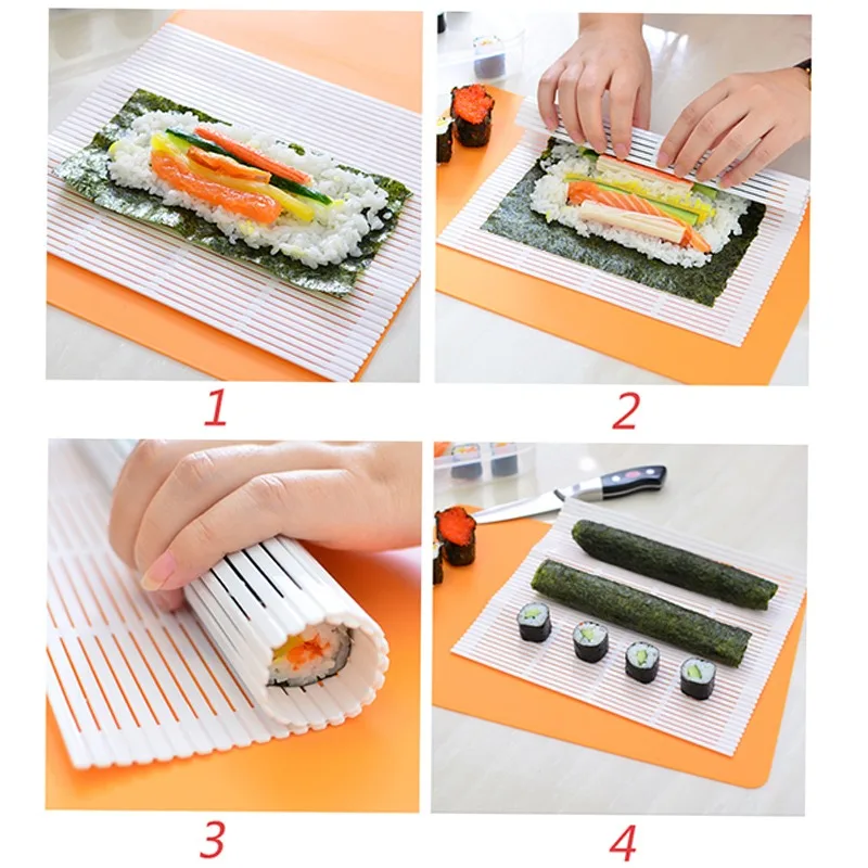 Non-stick Silicone Sushi Roller Mat Reusable Washable Kitchen Food Rolling Cake Pad DIY Cake Making and Various Food  Mold