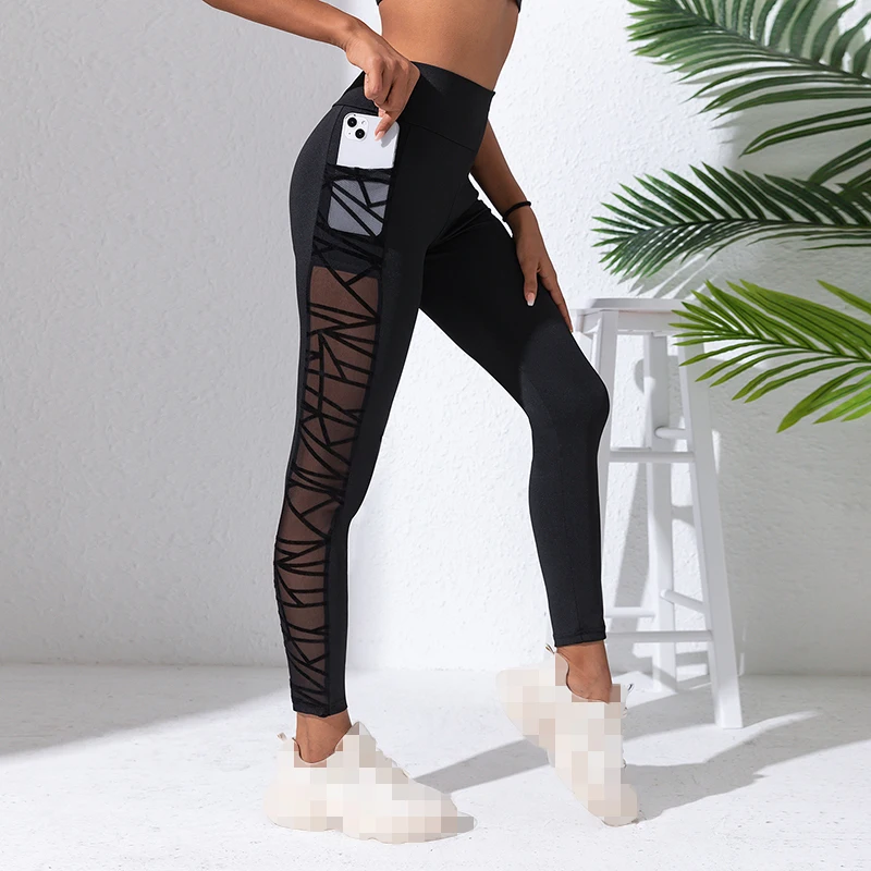 

Sexy See Through Mesh Patchwork Leggins Push Up Tights Women Slim Pants Fashion Stretch High Waist Black Sport Leggings Fitness