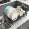 Expansion Dish Storage Rack,Kitchen dish rack with drained set,Kitchen organizer storage,Metal storage rack for Tableware 2