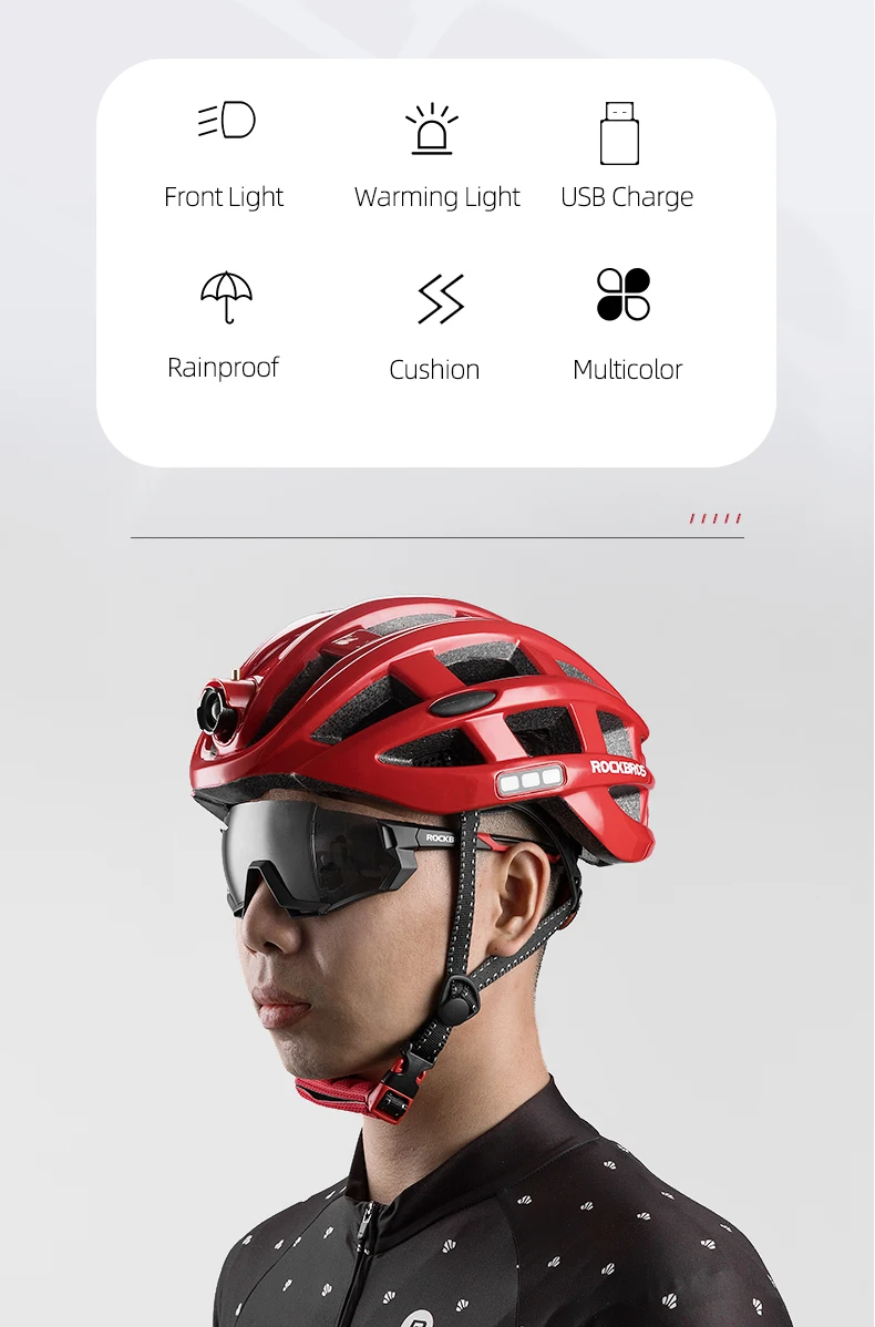 ROCKBROS Fahrradhelm Fahrradhelm mit LED-Warnlicht Ultraleichter Rennradhelm Elektrischer Fahrradhelm Sport Sicherer Hut – Detail 11