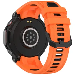 Soft Silicone Sport Strap for Smartwatch - Replacement Wristband Bracelet (Orange Black)