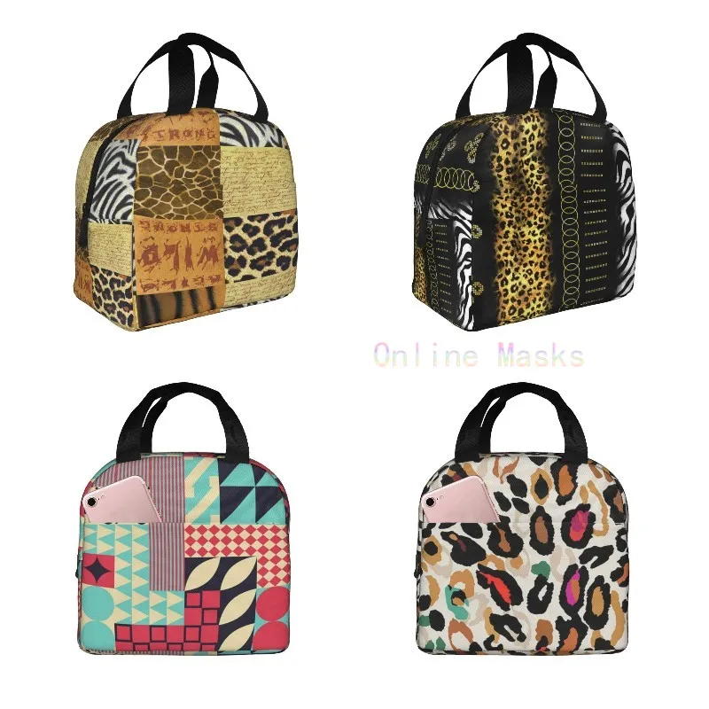 Insulated Lunch Bag, Animals Printed Reusable Lunch Box For Office