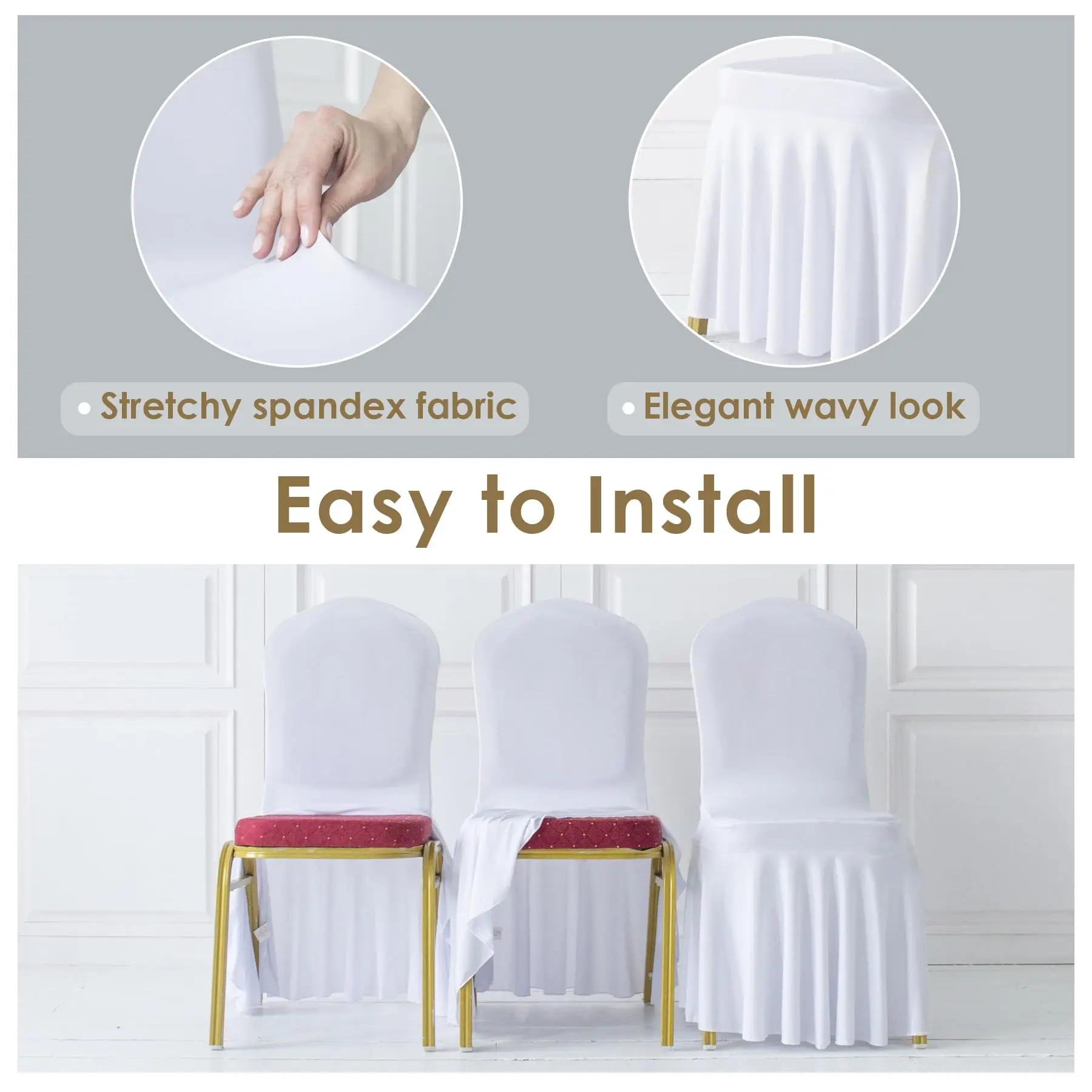 5/10/50/100pcs Pleated skirt Spandex Chair Cover Hotel Banquet Party Events Wedding Decoration Dining Room Seat Protector Covers