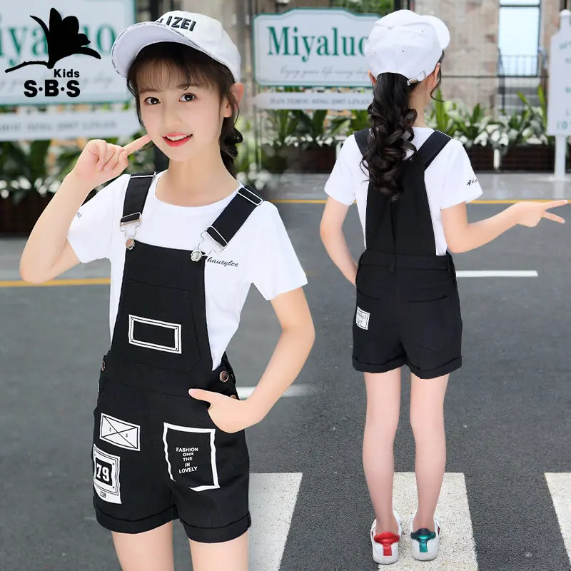 

Children's casual summer clothes girls' suspenders suit fashion shorts girls 2-piece set.
