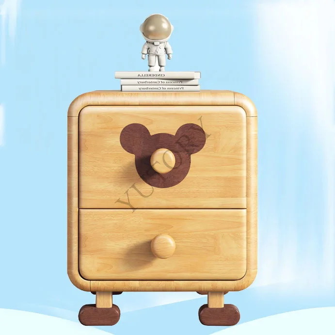 Cartoon mini storage cabinet children's solid wood bedside table cute little cabinet