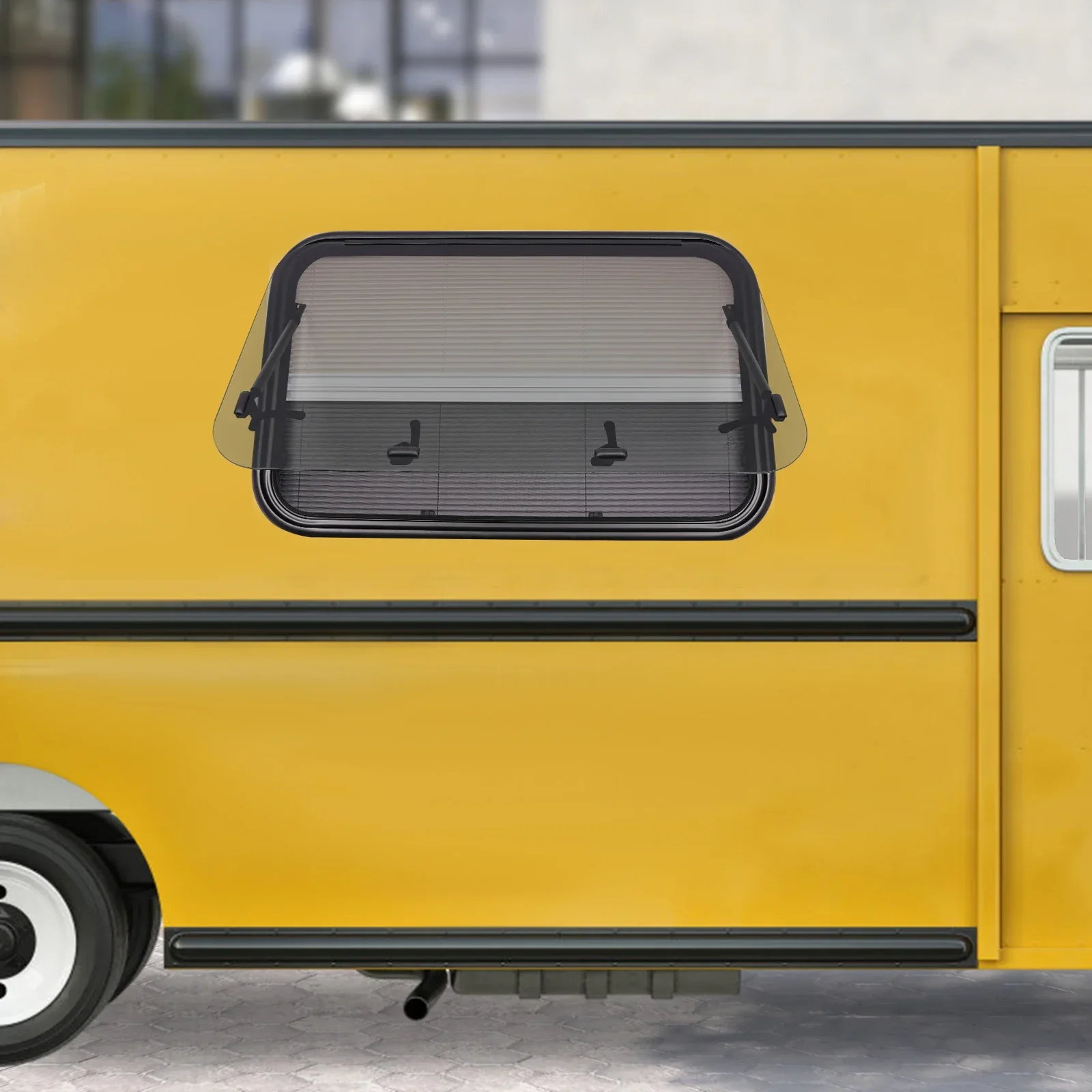 Notausstiegsfenster für Wohnmobile, 35,43x21,65 Zoll, Dickes Sicherheitsglas mit Fliegengitter für 1,18 Zoll Wandstärke – Detail 3