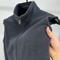 Thiened Fce Zipper Jaet Men's Autumn Winter Stand Collar Vest Svel Outerwear Youth Faion Stand Fit Pure Color