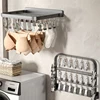 BEISHI Wall Mounted Foldable Aluminum Sock Drying Rack Windproof Clips Clothespin Towel Bra Laundry Hanger Bathroom Accessories 3