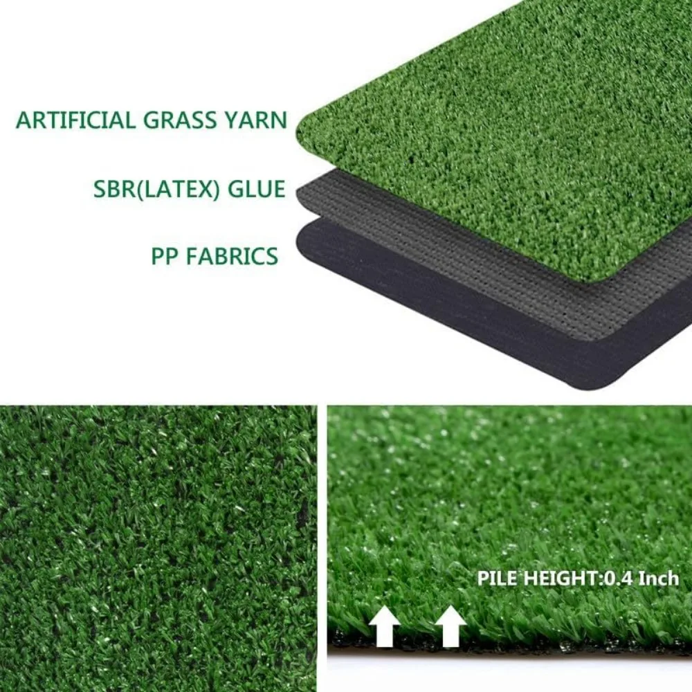 Artificial Grass Synthetic Lawn Outdoor Faux Grass Rug for Patio 0.4 Inch Pile Height 7FTx12FT Astro Turf Roll Carpet Rug