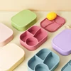 1PCS Baby Silicone Food Storage Box Solid Color Baby Tableware Portable Four-compartment Dinner Plate Toddler Lunch Box 1