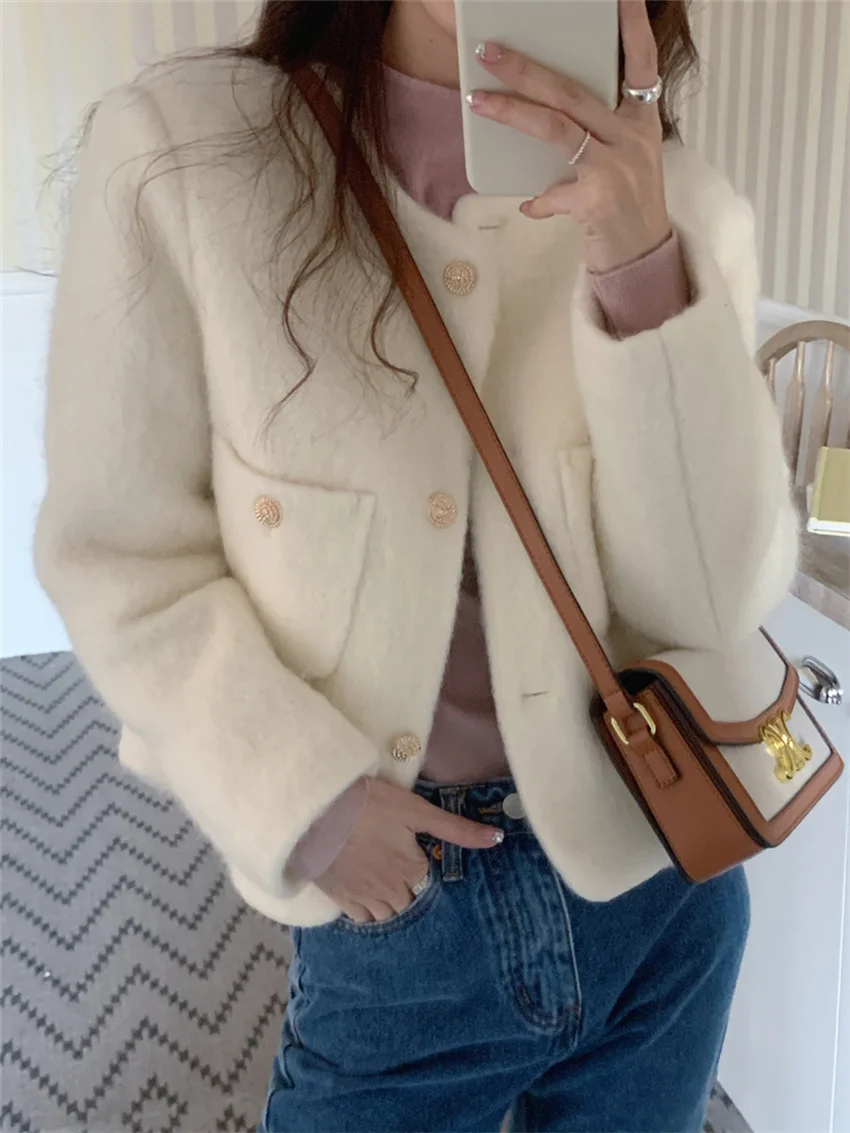 

Alien Kitty Mint Green Jackets Gentle Women Winter OL Work Wear Warm Elegant Thickening Slim High Street Loose Cotton Coats