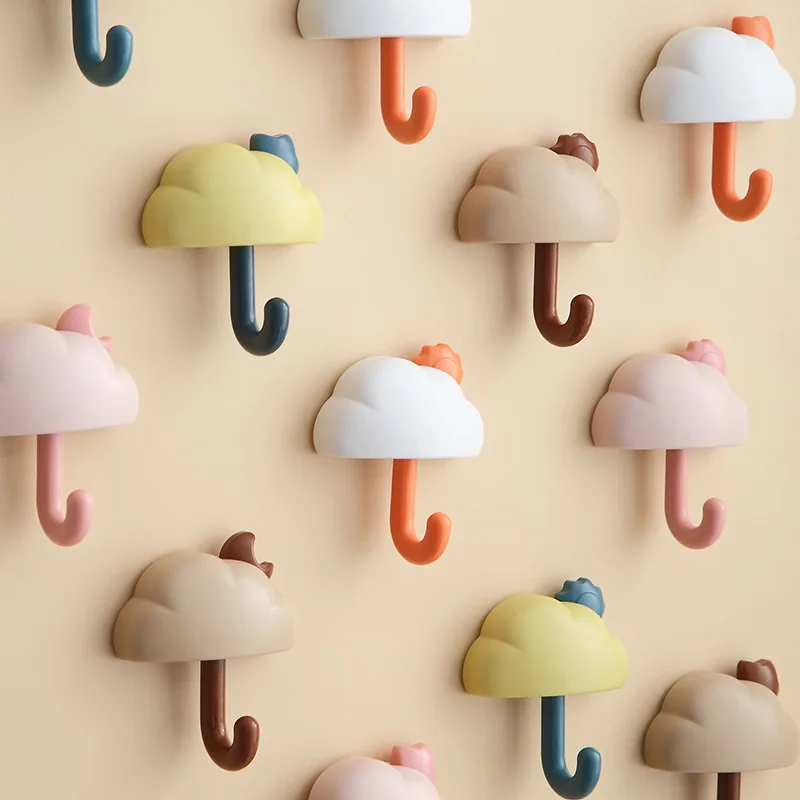 

1 Set Cute cartoon cloud viscose hook wall hanging behind the door coat hook bathroom wall row hook seamless strong glue hook