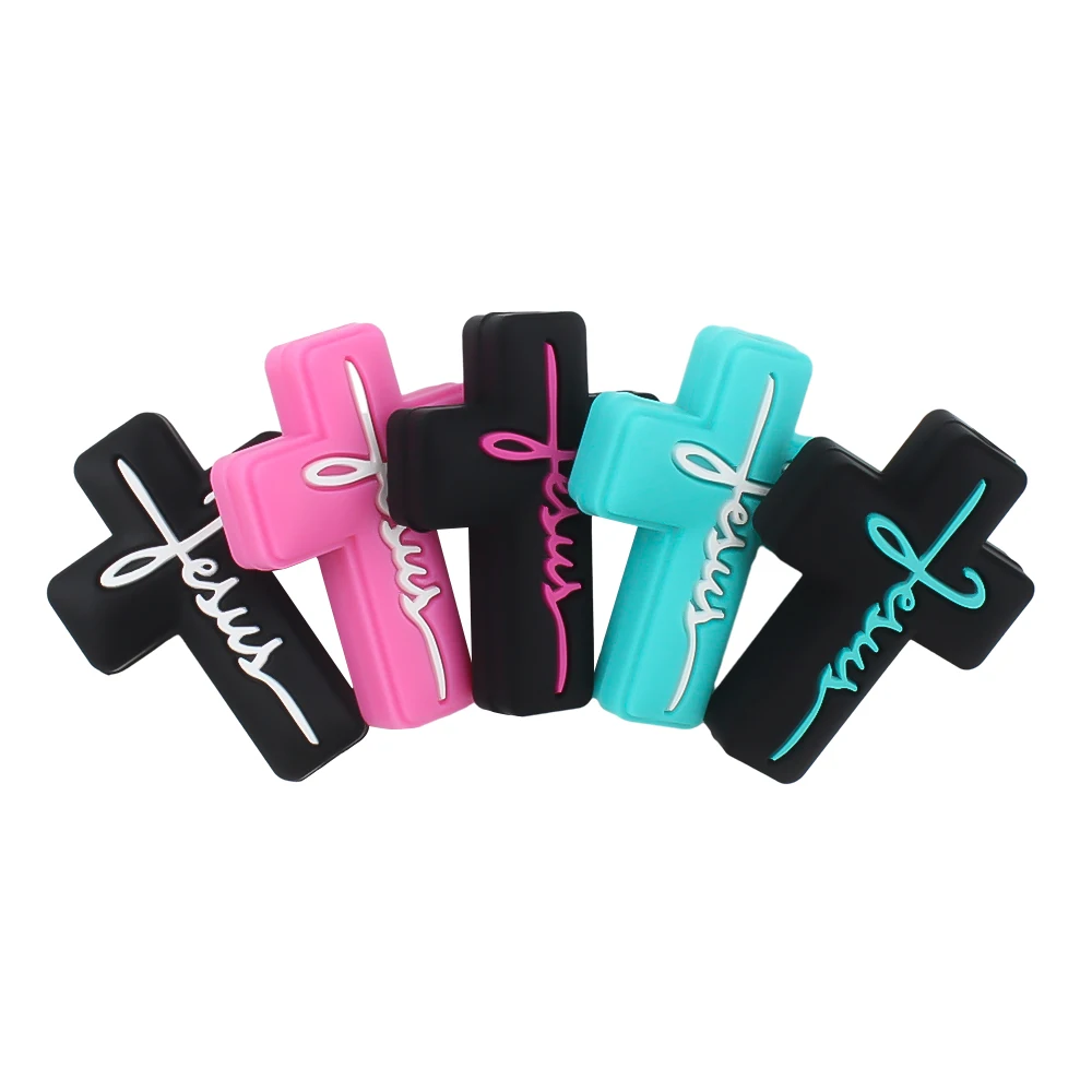 10PCS Silicone Focal Beads Cartoon Crucifixion Elements Silicone Beads BPA Free DIY Jewelry Keychain Pendant Pen Accessories 4