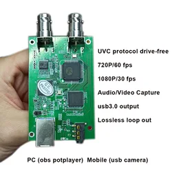 AHD CVBS CVI TVI to USB Video Converter AHD Audio Video Capture Card Module Board 1080P Analog HD Drive Free with Loop Out