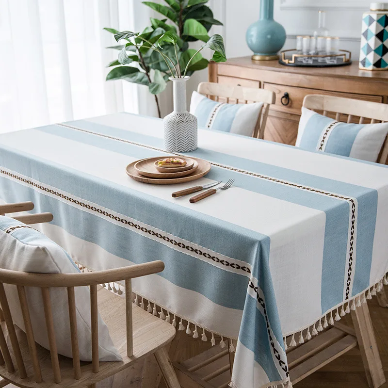 

Modern simple waterproof stripe anti-ironing living room coffee table desk high-grade embroidered tablecloth