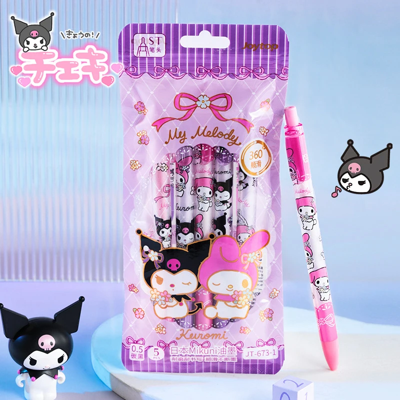 

5Pcs Cute Kuromi Neutral Pen Kawaii Anime Sanrio Mymelody Student Gel Pen School Office Supplies Stationery Toys Girls Gifts