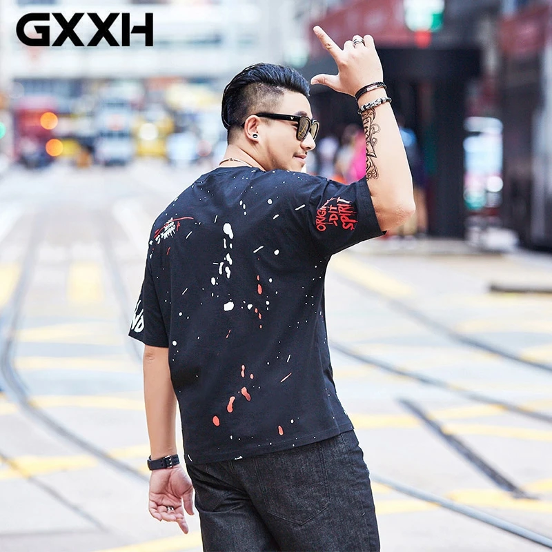 Plus Size Gxxh Men T Shirt Summer Casual Loose Tshirt Men Streetwear