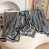 Autumn Winter New Style Korean Anti-Aging Classic Letter Print Cashmere Scarf Women's Personality Versatile Warm Square Scarf...