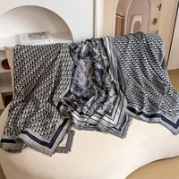 Autumn Winter New Style Korean Anti-Aging Classic Letter Print Cashmere Scarf Women's Personality Versatile Warm Square Scarf...