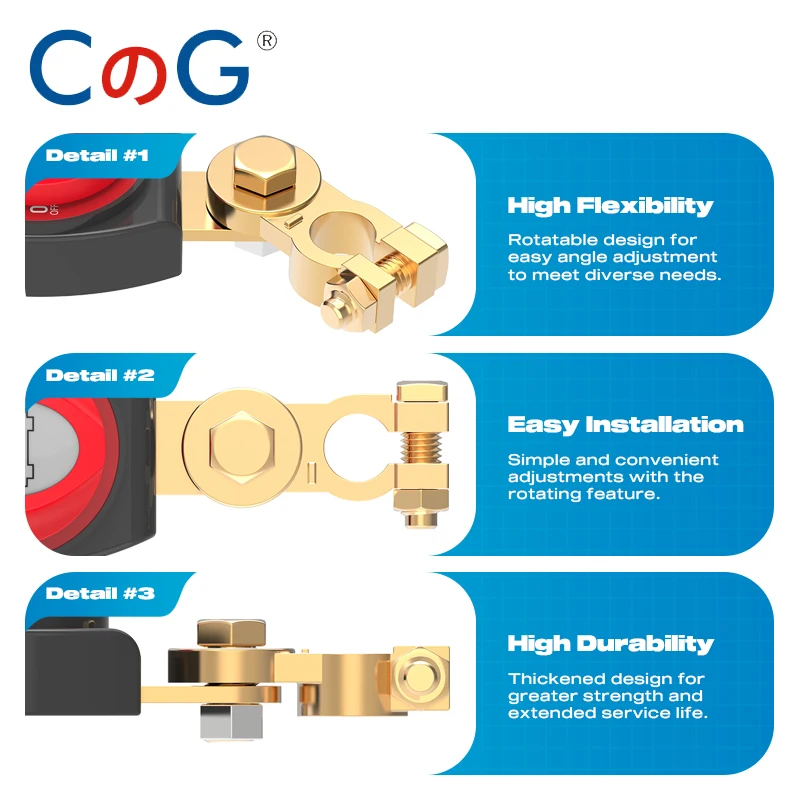 مفتاح بطارية CG للتشغيل/الإيقاف، 275 أمبير، مع مشب...