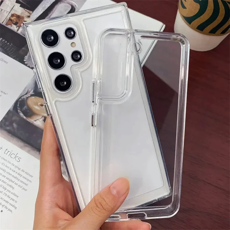 Luxury Original Hard Acrylic Silicone Protective Transparent Phone Case