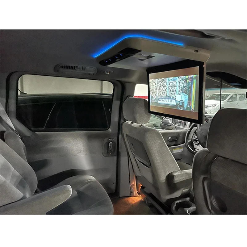Android Car Ceiling Monitor 19 Inch HD LCD Screen 4K Multimedia video player 1080P MP5 Roof Mount Display Support HDMI in/FM