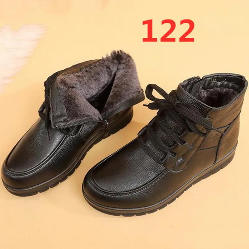 

2022 New Fashion Classic Mother Shoes Winter Ankle Boots Warm Comfortable Genuine Leather Boots Flat Casual Shoes Woman Boots