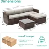 5-Piece Outdoor Sectional Furniture, Outdoor Furniture Set w Grey Cushions,Wicker Patio Furniture Patio Conversation Sets Wicker 6