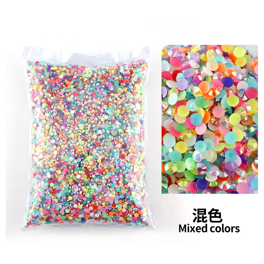 Bulk Wholesale Jelly Color AB Transparent Faceted FlatBack Resin Rhinestones for Nail Art & Garment Decoration