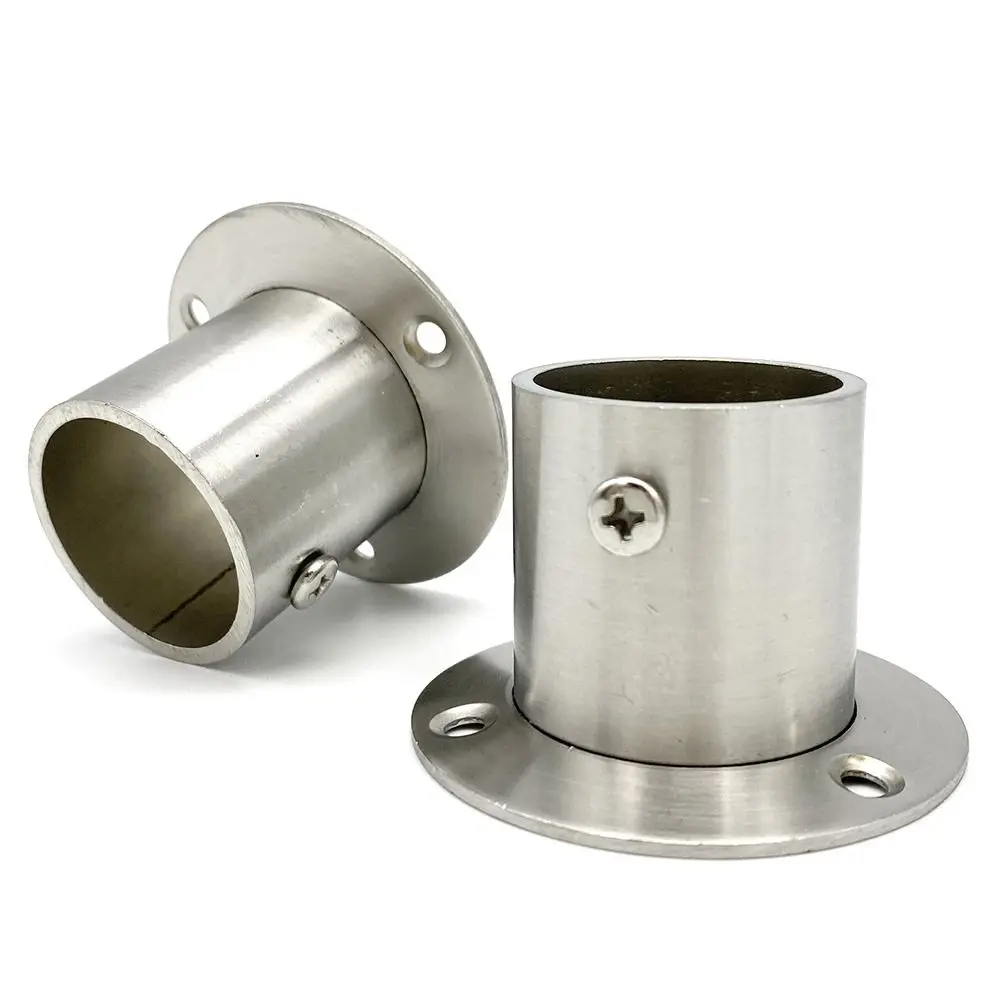 Wardrobe Bracket 19mm-32mm Tube Bracket Stainless Steel Clothes Hanging Rod Holder Round Closet Pole Sockets Cover Furniture Hardware