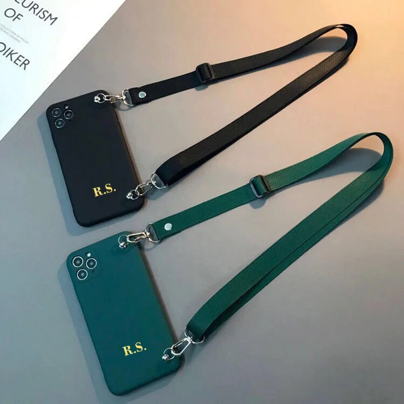 

Customized Name Letters Crossbody Lanyard Phone Case For iPhone 13 12 11 14 Pro Max X XS XR 7 8 Plus Fashion Cover