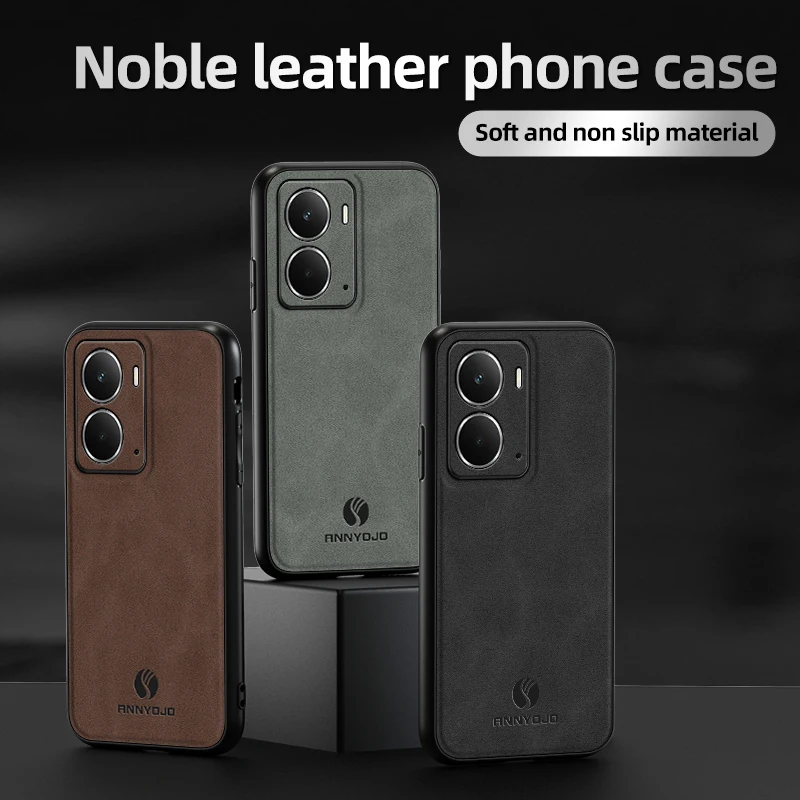 Matte Plain Leather Case with Built-in Car Mount Holder Cover