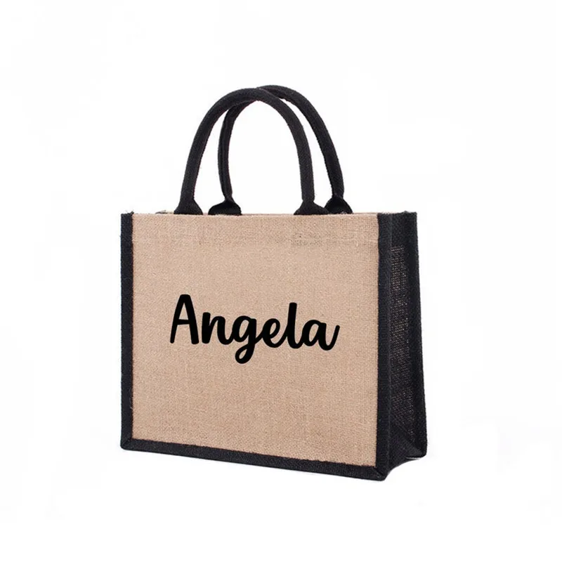 Borsa personalizzata in iuta naturale iniziali personalizzate regalo Tote  Bag compleanno regali per feste di natale borsa Shopper con il tuo nome -  AliExpress