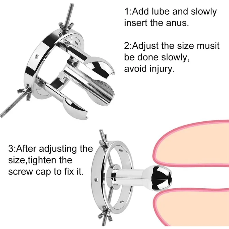 Anal Stretcher Easy Insert Anal Expander Metal Adjustable Dilator SM Sex Toys Men Women Vaginal Smooth Tapered Plug anal plug dilator vaginal expander