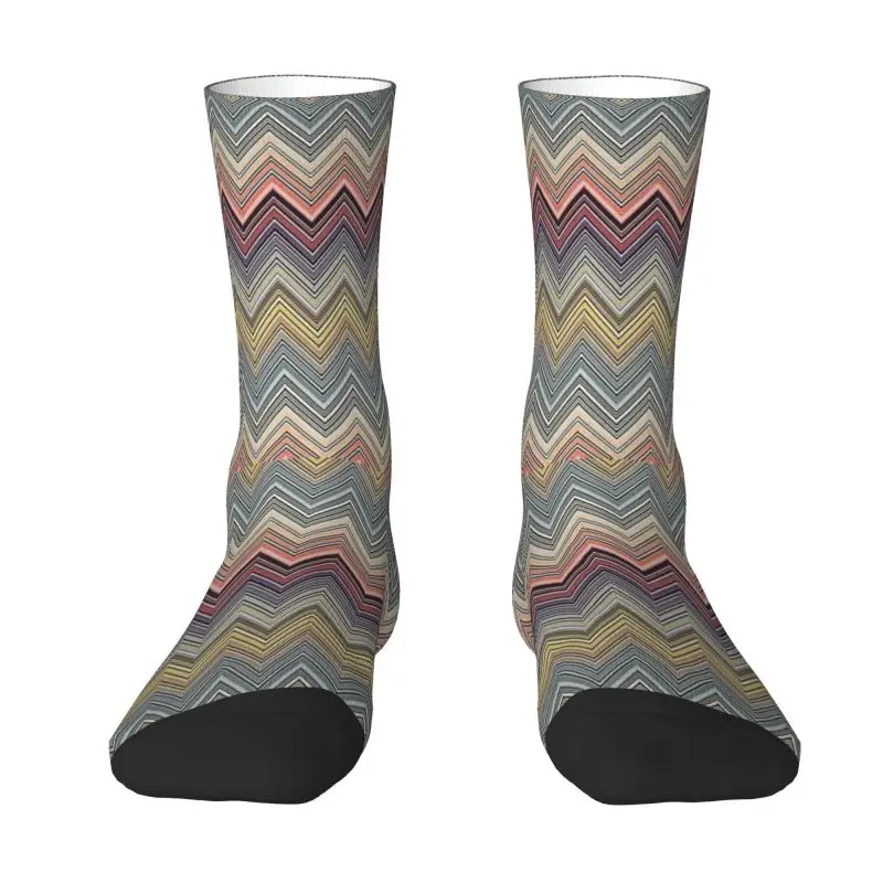 

Pastel Home Zig Zag Men Women Crew Socks Unisex Fashion Camouflage Bohemian Spring Summer Autumn Winter Dress Socks