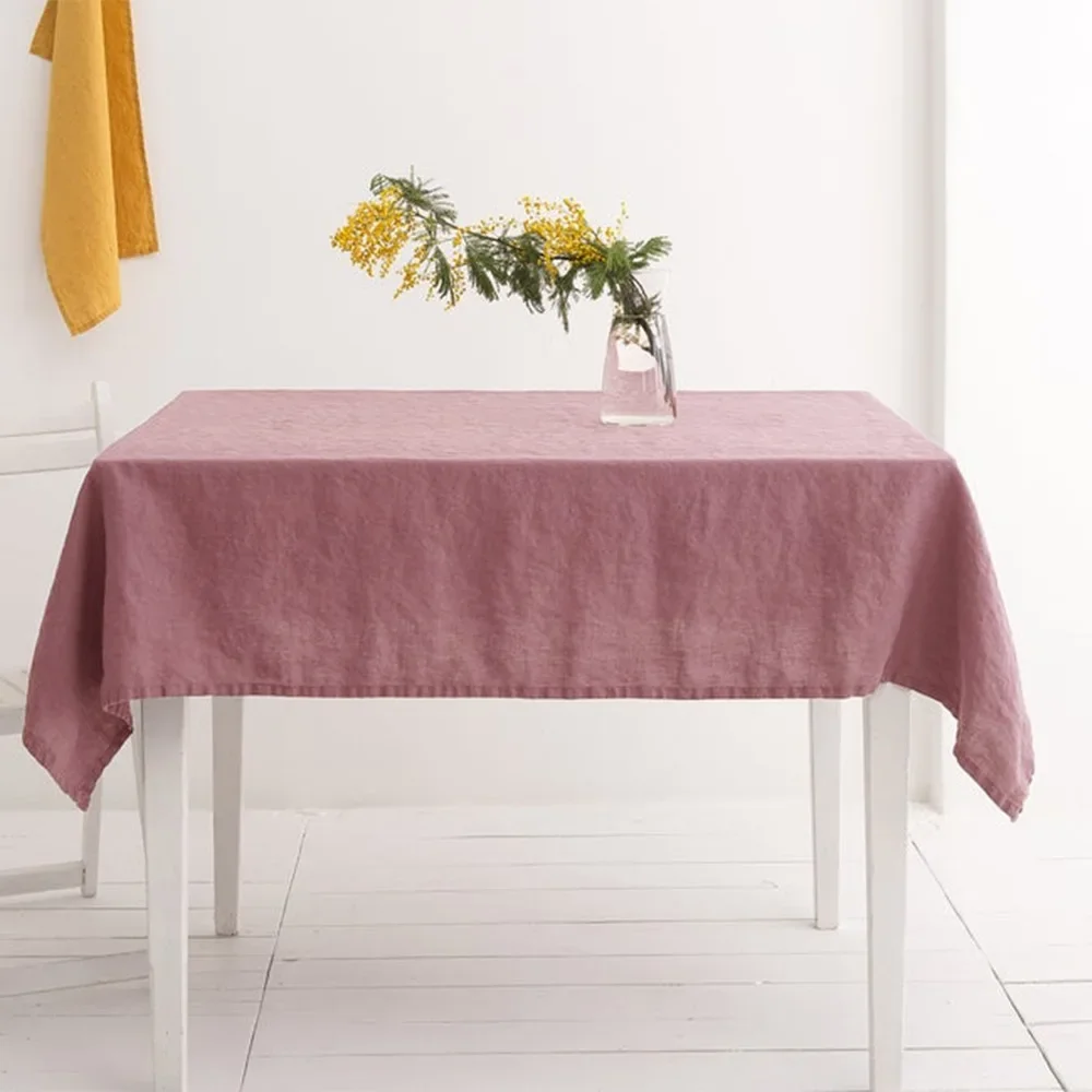 thumbnail image 1 of Mantel de lino 100% puro para el hogar, cubierta de mesa de lino Natural rectangular clásica para comedor, fiesta, vacaciones, decoración de cocina, 1 of 5