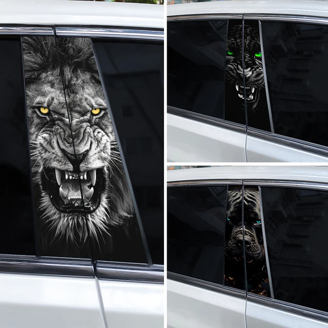2pcs Ferocious Animal Car Sticker Car B Pillar Decal Waterproof Vinyl Car Door Pillar Sticker Diy Modified Car Styling Sticker 1