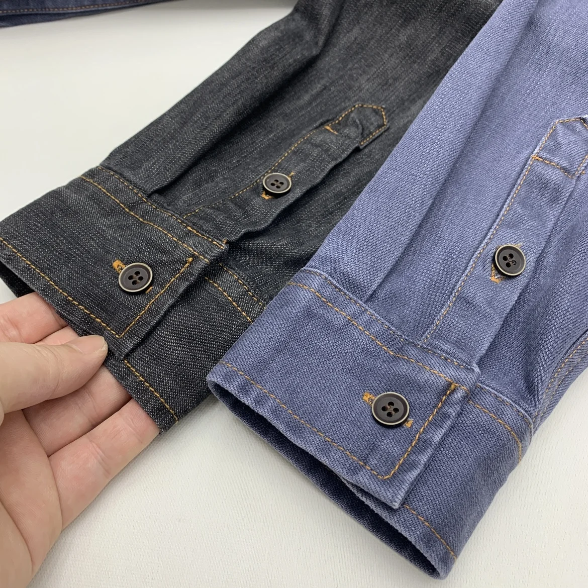 May Khaki denim shirt men's cotton heavy wash tooling Heavy motorcycle denim loose shirt