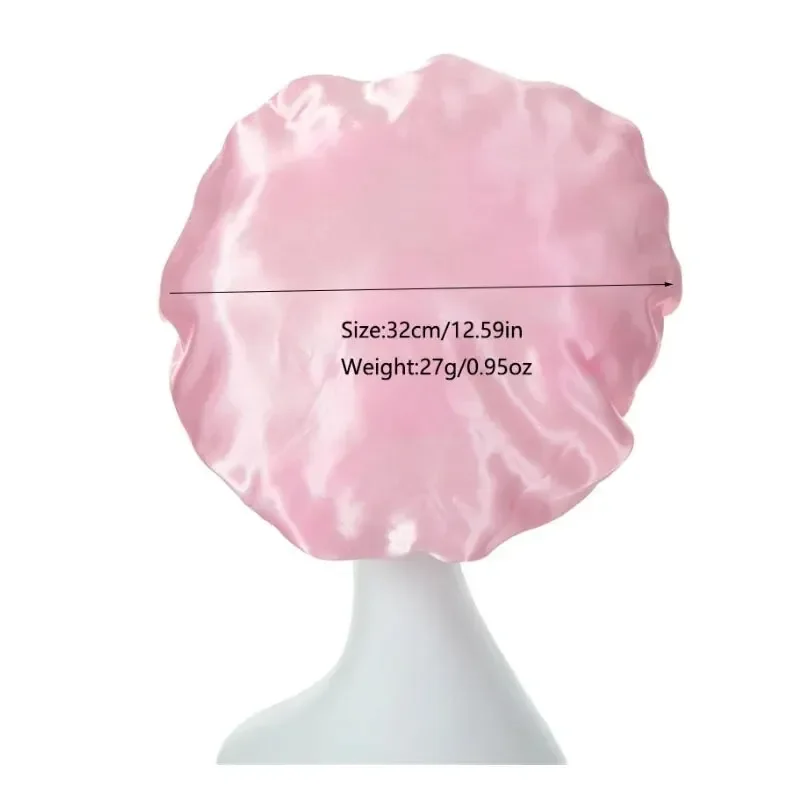 Satin Bonnets Night Sleeping Cap Large Elastic Wide Soft Band Colorful Silk Hat for Curly Hair Care Beauty Makeup for Women Men 6