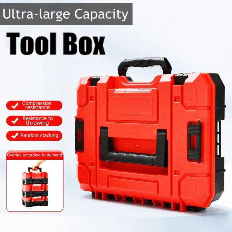 Tool Storage Box Stackable Portable Hardware Heavy Duty Electric Drill Garage Organizer