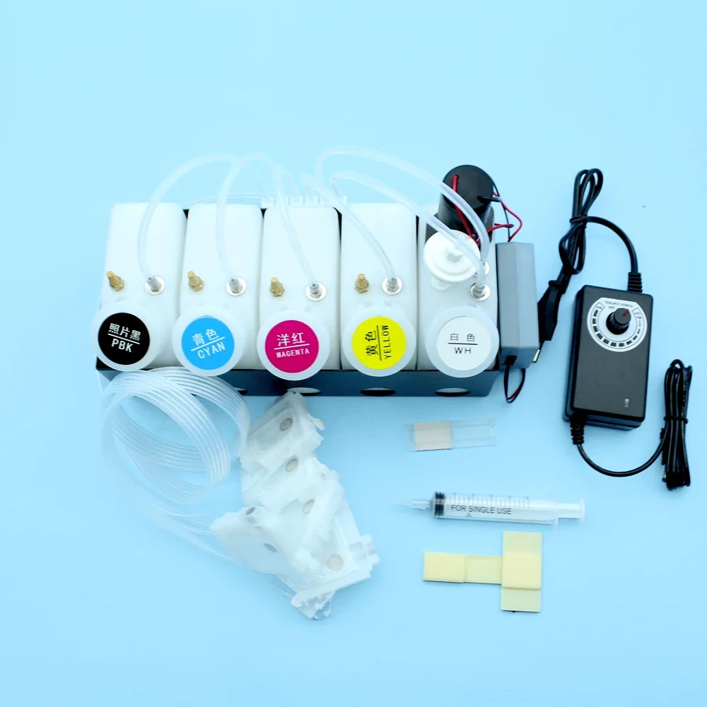 엡손 L1800 L800 L805용 250ML DTG DTF 교반기 CISS 화이트 잉크 탱크 (조절 가능한 믹서 타이머 제어 잉크 시스템 포함)