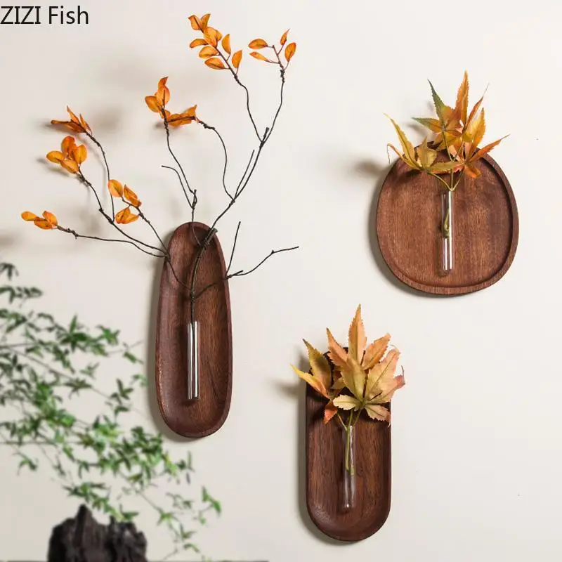 Elegant Wall-Mounted Wooden Vase for Decorative Floral Displays