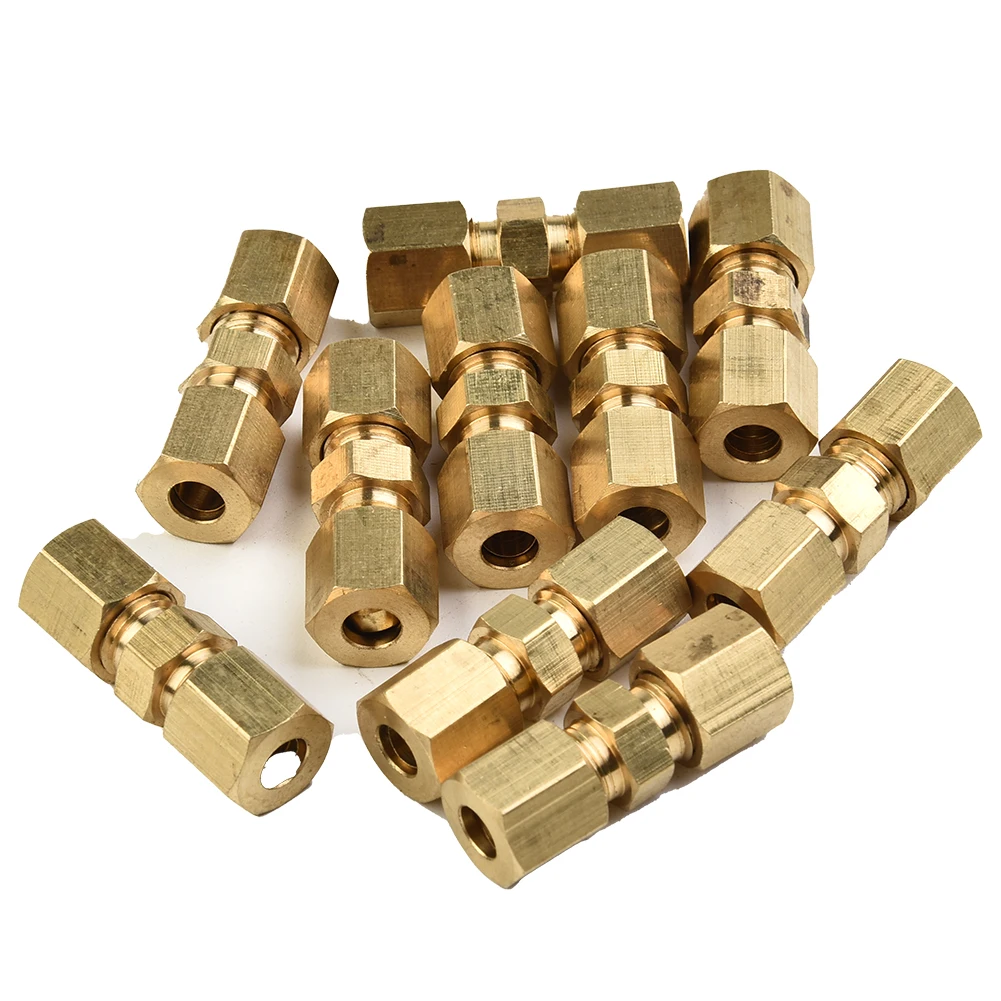 brake line connector 10Pcs brake lines pipe brass connector for brake line without flaring 4.75mm 3/16" fittings straight reducer compression kits