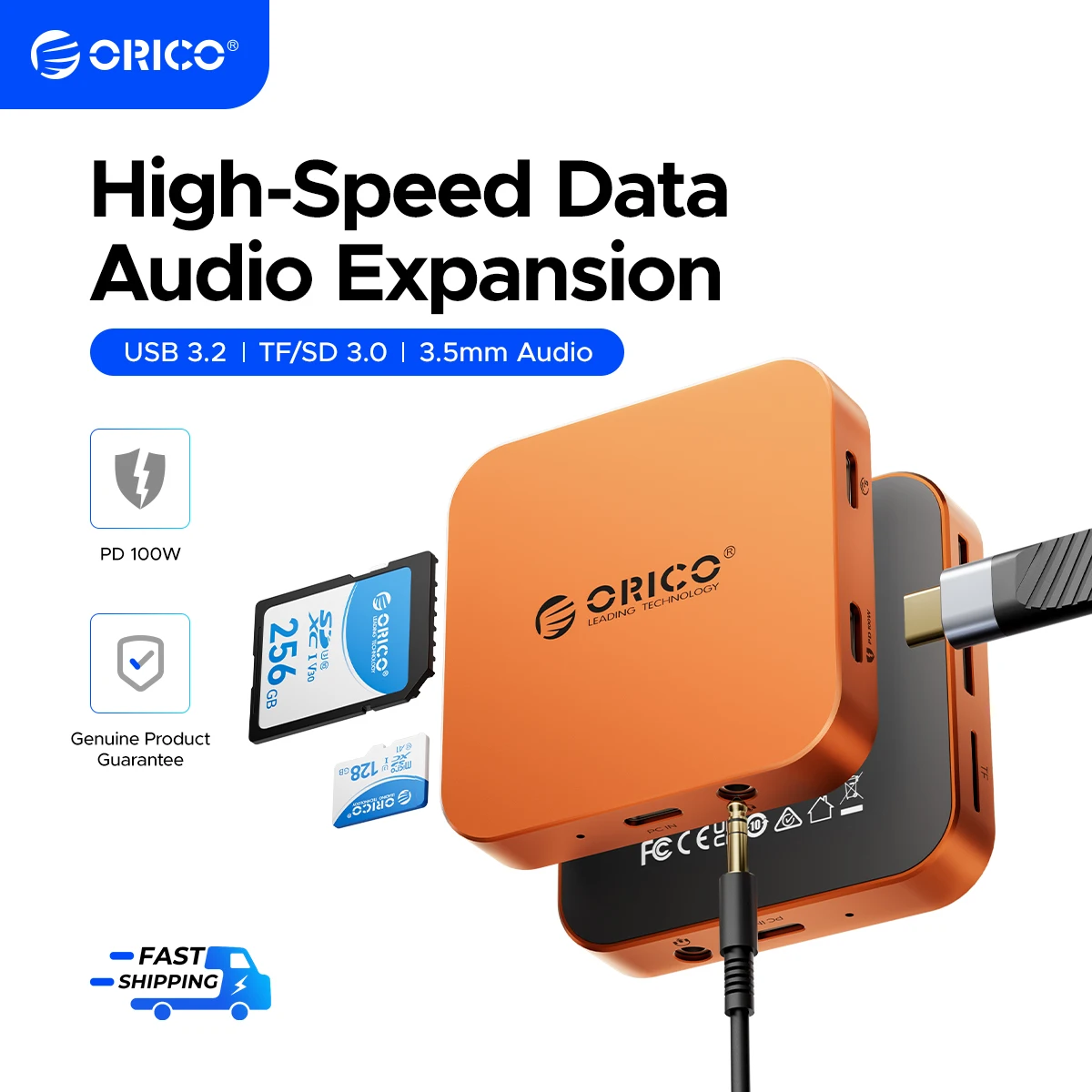 ORICO Magnetic USB C Hub Card Reader 6 IN 1 USB-C to SD/TF Slot Adapter PD100W USB C HUB For Phone Laptop USB Expansion Hub Dock