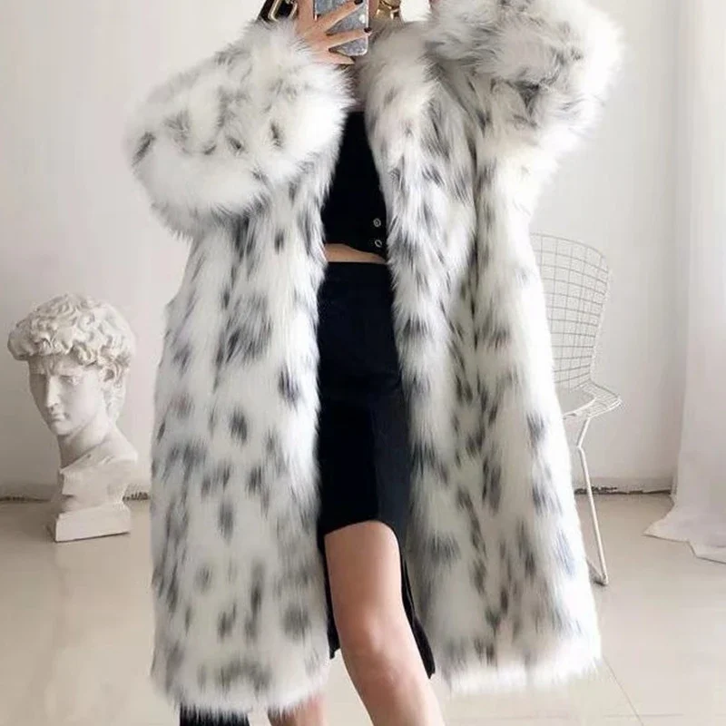 Wepbel  Faux Fur Coats Lapel Big Trench Luxury Fake Fur Coat Women Fashion Fur No Belt Fur Full Sleeve Winter Thick Fur Jackets