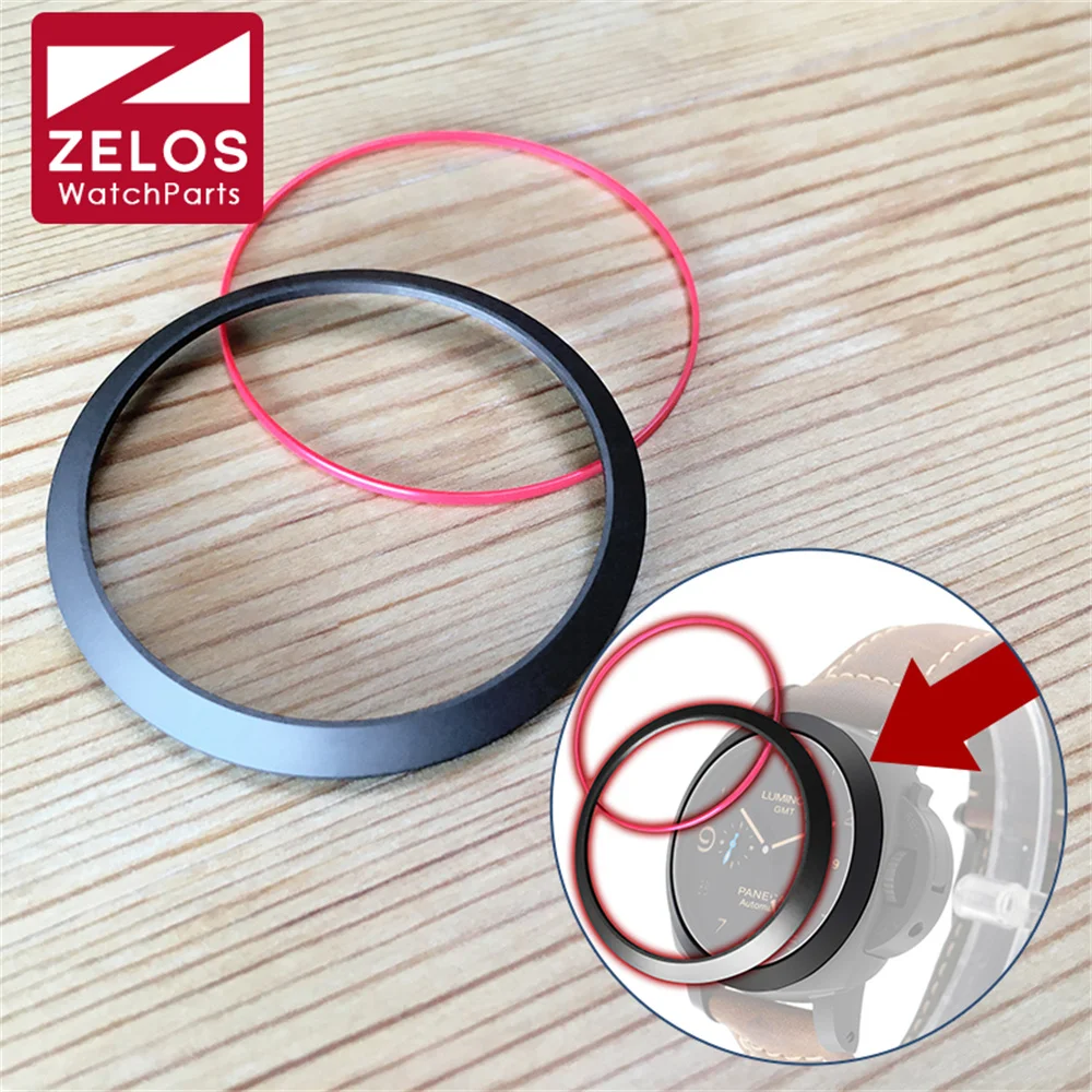 Lunetta In Ceramica + Anello Impermeabile Resinoso Per Orologio Panerai Luminer 1950 3 Giorni Gmt Pam01441