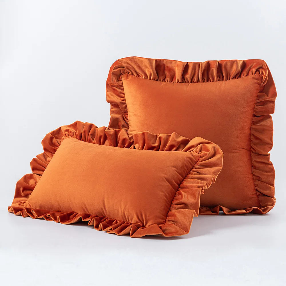 Rüschen Modern Solid Einfache Farbe Kissenbezug Samt Sofa Büro Auto Weiche Rückenlehne Kissenbezug Kissenbezug 30x50 45x45 50x50cm – Detail 14