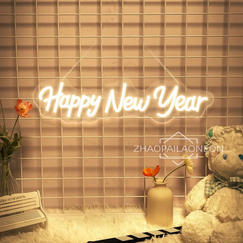 Happy New Year Neon Sign Led Light Party Decor Wall Art Neon Light Led Signs Room Decor Bar Shop Cafe Restaurant Decortive Light