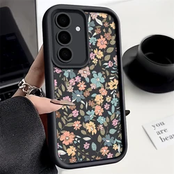 Romantic Flowers Soft TPU Silicone Phone Case for Samsung A18 (A677 Black)